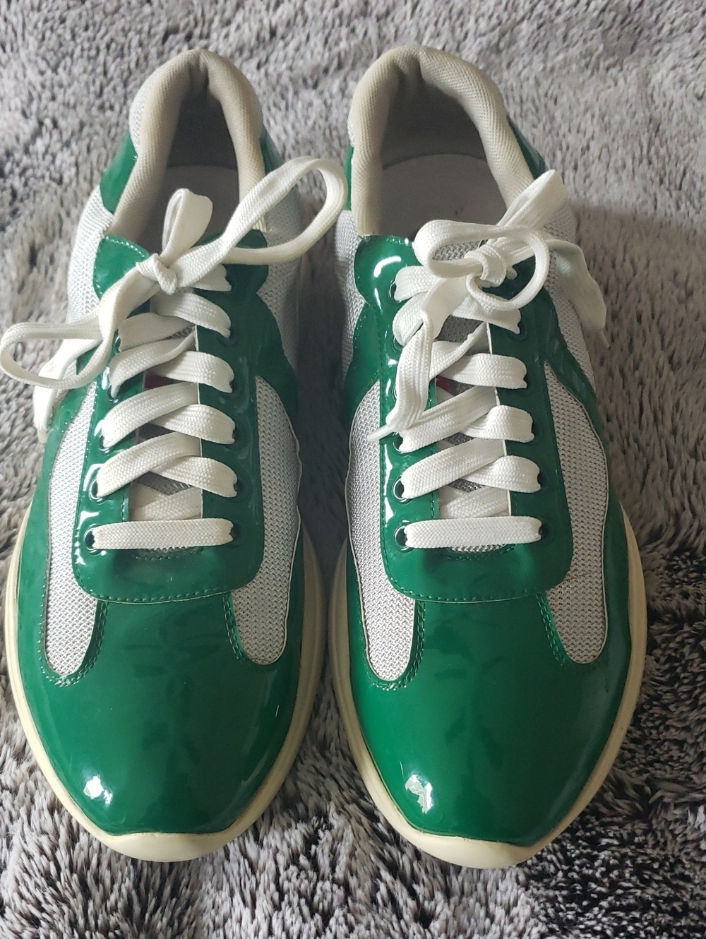 Prada Green and White Athletic Sneakers